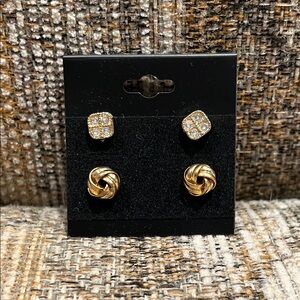 Gold and Silver Stud Earrings